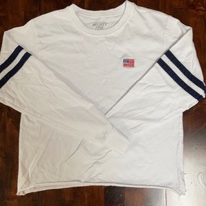 american flag, long-sleeved crop top